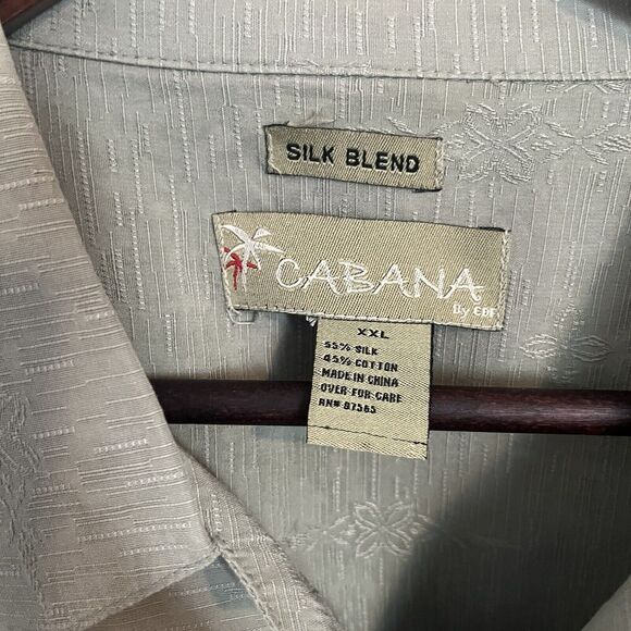 Cabana Men’s XXL Silk Blend Button Down Shirt Embroidered Relaxed Lightweight - Picture 5 of 5